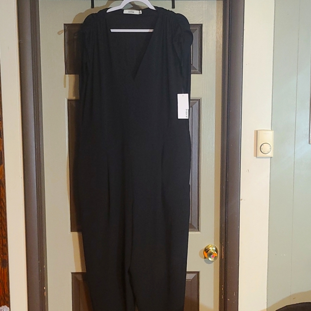 Black VNeck Jumpsuit 1X